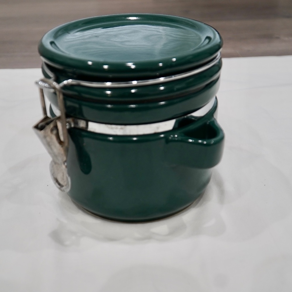 Glass Forest Green Air Tight Container with hinge